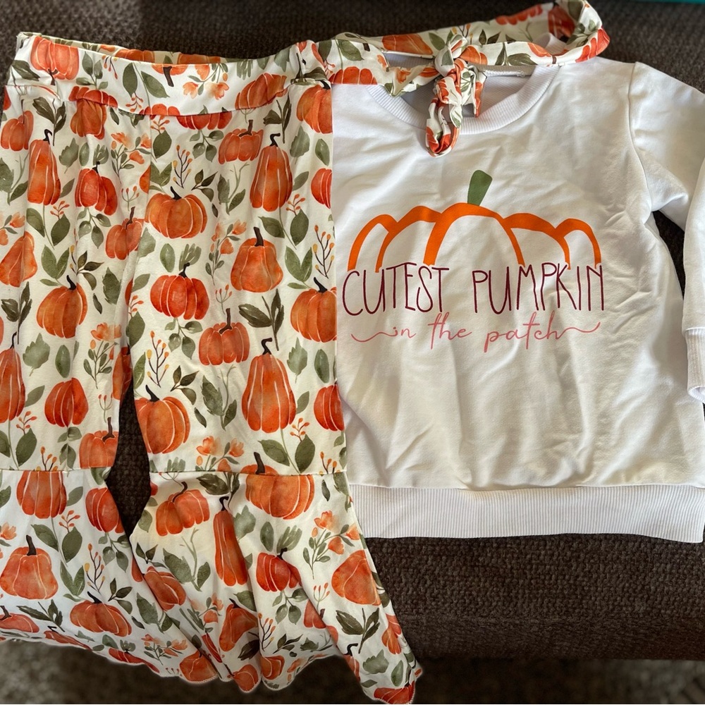 ‘Cutest Pumpkin in the Patch’ Flare pants Set w/ Headband